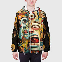 Куртка с капюшоном мужская Живопись с лицами в стиле Пабло Пикассо, цвет: 3D-белый — фото 2