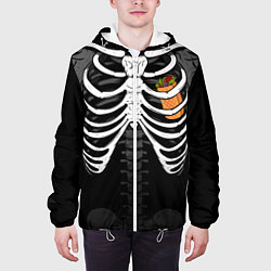 Куртка с капюшоном мужская Скелет: ребра с шаурмой, цвет: 3D-белый — фото 2