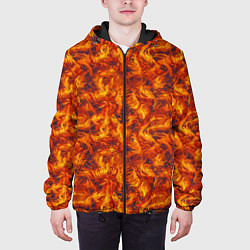 Куртка с капюшоном мужская Огненный узор, цвет: 3D-черный — фото 2