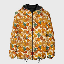 Куртка с капюшоном мужская Осенние листья узор, цвет: 3D-черный