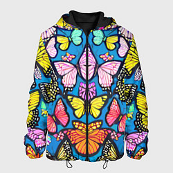 Куртка с капюшоном мужская Зеркальный паттерн из бабочек - мода, цвет: 3D-черный