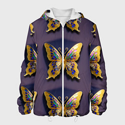 Куртка с капюшоном мужская Золотая бабочка паттерн, цвет: 3D-белый
