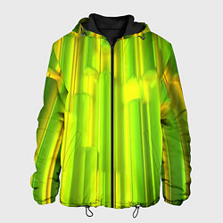Куртка с капюшоном мужская Зеленые неоновые полосы, цвет: 3D-черный