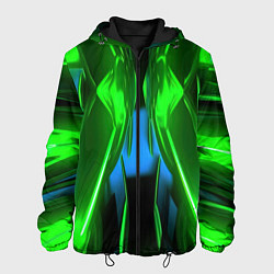 Куртка с капюшоном мужская Зеленый калейдоскоп абстракция, цвет: 3D-черный