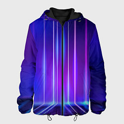 Куртка с капюшоном мужская Neon glow - vaporwave - strips, цвет: 3D-черный