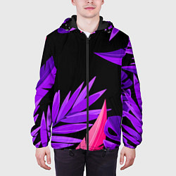 Куртка с капюшоном мужская Floral composition - neon, цвет: 3D-черный — фото 2