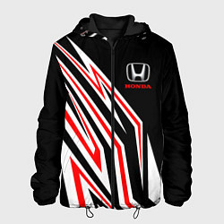 Куртка с капюшоном мужская Хонда - белый и красный, цвет: 3D-черный