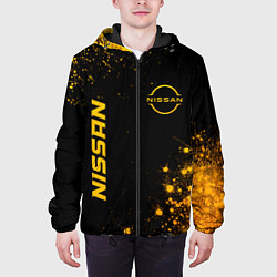 Куртка с капюшоном мужская Nissan - gold gradient: надпись, символ, цвет: 3D-черный — фото 2