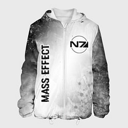 Мужская куртка Mass Effect glitch на светлом фоне: надпись, симво