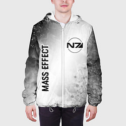 Куртка с капюшоном мужская Mass Effect glitch на светлом фоне: надпись, симво, цвет: 3D-белый — фото 2