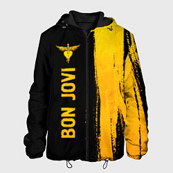 Куртка с капюшоном мужская Bon Jovi - gold gradient: по-вертикали, цвет: 3D-черный