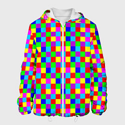 Куртка с капюшоном мужская Разноцветные плитки, цвет: 3D-белый