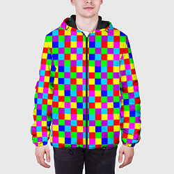 Куртка с капюшоном мужская Разноцветные плитки, цвет: 3D-черный — фото 2