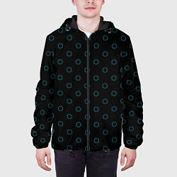 Куртка с капюшоном мужская Неоновые круги на чёрном фоне, цвет: 3D-черный — фото 2