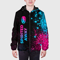 Куртка с капюшоном мужская Spirited Away - neon gradient: по-вертикали, цвет: 3D-черный — фото 2