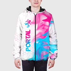 Куртка с капюшоном мужская Portal neon gradient style: по-вертикали, цвет: 3D-черный — фото 2
