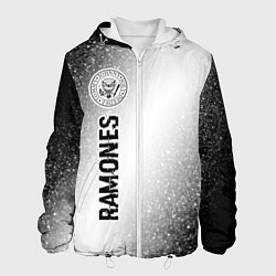 Куртка с капюшоном мужская Ramones glitch на светлом фоне: по-вертикали, цвет: 3D-белый