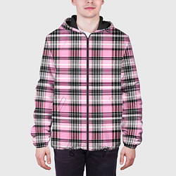Куртка с капюшоном мужская Розовая клетка, цвет: 3D-черный — фото 2