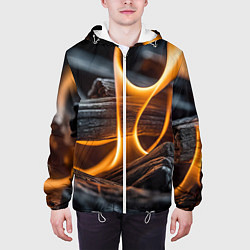 Куртка с капюшоном мужская Дрова в костре - нейросеть, цвет: 3D-белый — фото 2