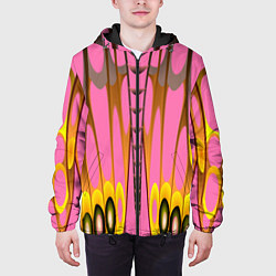Куртка с капюшоном мужская Розовый бабочкин мотив, цвет: 3D-черный — фото 2