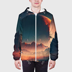 Куртка с капюшоном мужская Планета в далеком космосе, цвет: 3D-белый — фото 2