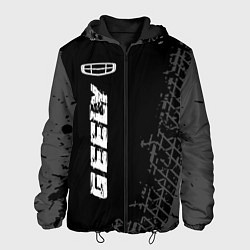 Куртка с капюшоном мужская Geely speed на темном фоне со следами шин: по-верт, цвет: 3D-черный