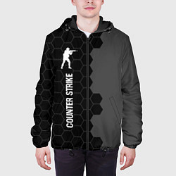 Куртка с капюшоном мужская Counter Strike glitch на темном фоне: по-вертикали, цвет: 3D-черный — фото 2