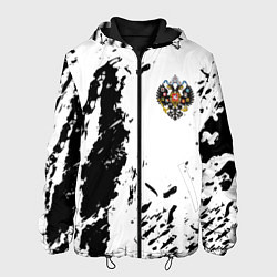 Куртка с капюшоном мужская Россия спорт краски герб, цвет: 3D-черный