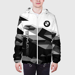 Куртка с капюшоном мужская Bmw sport geometry, цвет: 3D-белый — фото 2