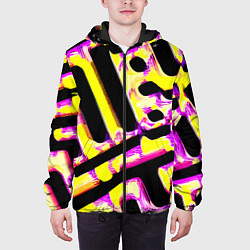 Куртка с капюшоном мужская Абстракция - лабиринт, цвет: 3D-черный — фото 2