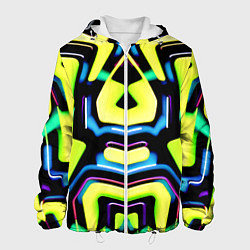 Куртка с капюшоном мужская Mirror abstract composition - неон, цвет: 3D-белый