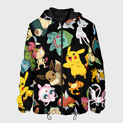 Куртка с капюшоном мужская Пикачу и другие покемоны, цвет: 3D-черный