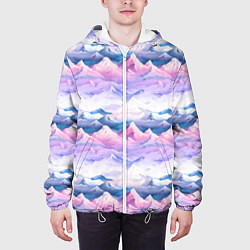 Куртка с капюшоном мужская Розовые горы паттерн, цвет: 3D-белый — фото 2