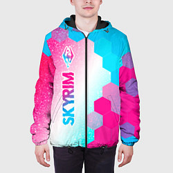 Куртка с капюшоном мужская Skyrim neon gradient style: по-вертикали, цвет: 3D-черный — фото 2