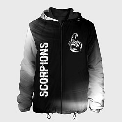 Куртка с капюшоном мужская Scorpions glitch на темном фоне вертикально, цвет: 3D-черный