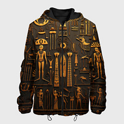 Куртка с капюшоном мужская Арт в стиле египетских письмен, цвет: 3D-черный