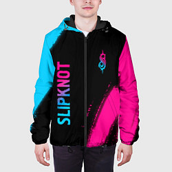 Куртка с капюшоном мужская Slipknot - neon gradient вертикально, цвет: 3D-черный — фото 2