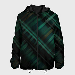 Куртка с капюшоном мужская Тёмно-зелёная шотландская клетка, цвет: 3D-черный