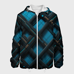 Куртка с капюшоном мужская Тёмно-синяя диагональная клетка, цвет: 3D-белый