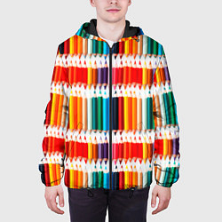 Куртка с капюшоном мужская Яркие цветные карандаши, цвет: 3D-черный — фото 2