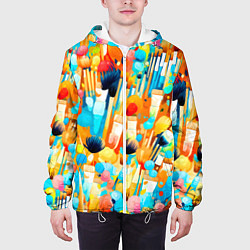 Куртка с капюшоном мужская Кисти художника, цвет: 3D-белый — фото 2