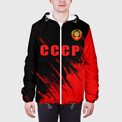 Куртка с капюшоном мужская СССР герб брызги красок, цвет: 3D-белый — фото 2