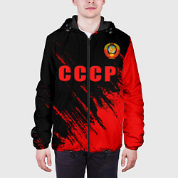 Куртка с капюшоном мужская СССР герб брызги красок, цвет: 3D-черный — фото 2