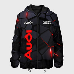 Куртка с капюшоном мужская Audi черные плиты с эффектом свечения, цвет: 3D-черный