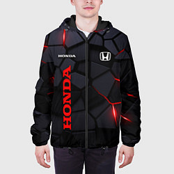 Куртка с капюшоном мужская Honda черные плиты с эффектом свечения, цвет: 3D-черный — фото 2
