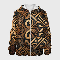 Куртка с капюшоном мужская Асимметричный узор в викингском стиле, цвет: 3D-белый