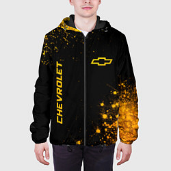 Куртка с капюшоном мужская Chevrolet - gold gradient вертикально, цвет: 3D-черный — фото 2