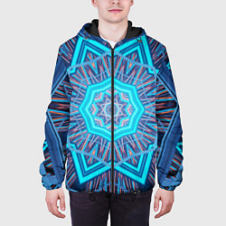 Куртка с капюшоном мужская Геометрический орнамент мандалы, цвет: 3D-черный — фото 2