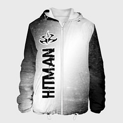 Куртка с капюшоном мужская Hitman glitch на светлом фоне по-вертикали, цвет: 3D-белый