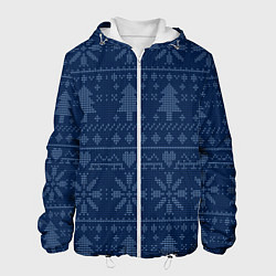 Куртка с капюшоном мужская Зимние узоры в скандинавском стиле, цвет: 3D-белый